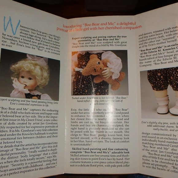 Boo Bear & Me by Jan Goodyear 1991 Edwin M Knowles - Picture 3 of 11